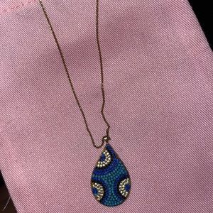 Womens tear drop evil eye necklace